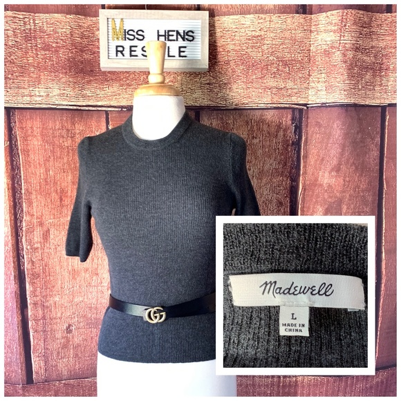 Madewell Tops - MADEWELL DARK GREY SOFT WOOL STRETCHY TOP